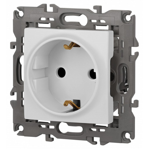 Розетка с заземлением и со шторкой, без рамки Эра Эра Elegance 14-2102-01М