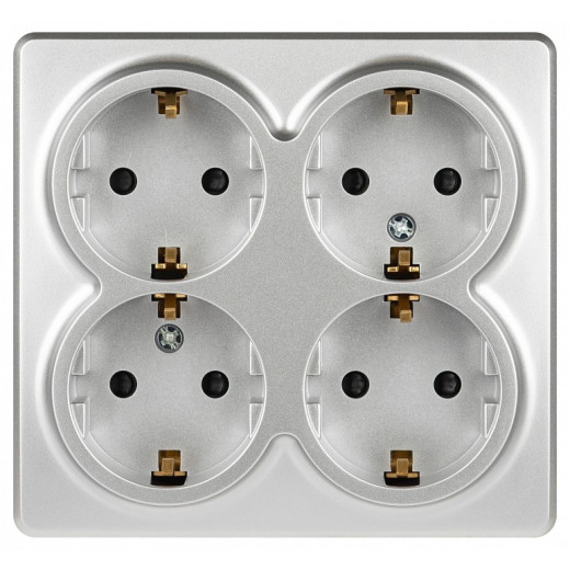 Розетка четверная с заземлением и со шторками Эра Эра Эксперт 11-2211-03