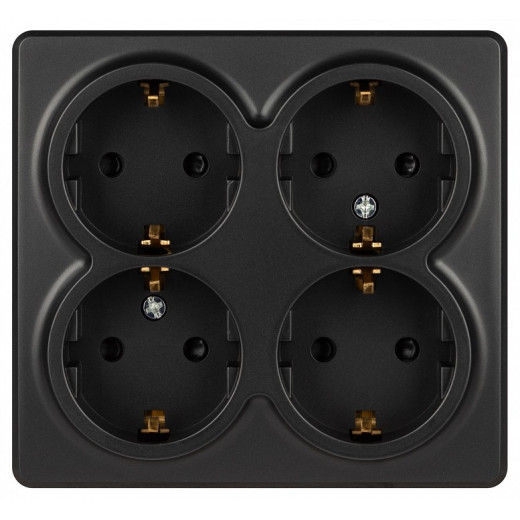 Розетка четверная с заземлением и со шторками Эра Эра Эксперт 11-2211-05