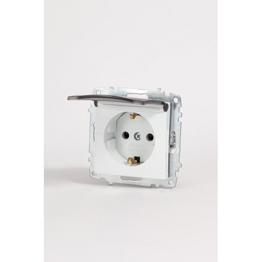 Розетка с заземлением с крышкой, без рамки Elbi Eleсtriс Zena Vega 609-015600-218