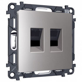 Розетка двойная Ethernet RJ-45 и со шторками, без рамки Ambrella Volt ALFA MA512110