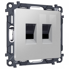 Розетка двойная Ethernet RJ-45 и со шторками, без рамки Ambrella Volt ALFA MA412110