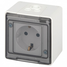 Розетка с заземлением с крышкой Эра Эра Эксперт 11-2501-01