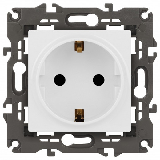 Розетка с заземлением и со шторкой, без рамки Эра Эра Elegance 14-2102-01