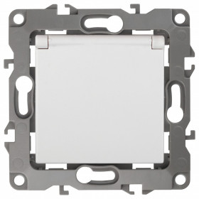 Розетка с заземлением и со шторкой, без рамки с крышкой Эра Эра 12 12-2103-01