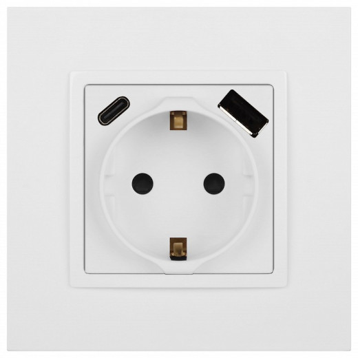 Розетка с заземлением и со шторкой и 2хUSB, без рамки Эра Эра Elegance 14-4108-01М