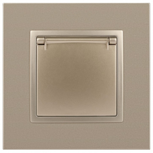 Розетка с заземлением и со шторкой, без рамки с крышкой Эра Эра Elegance 14-2103-04