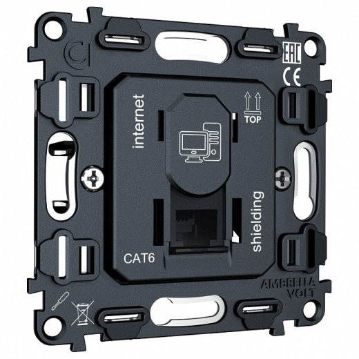 Механизм розетки телефонной RJ-11 со шторкам Ambrella Volt QUANT VM185