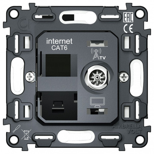 Механизм ТВ-розетки оконечные и розетки Ethernet RJ-45 со шторкам Ambrella Volt QUANT VM195
