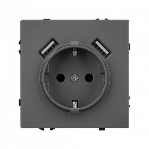 Розетка с заземлением и 2хUSB type A, без рамки Arlight SCT 054291