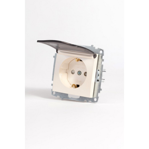 Розетка с заземлением и со шторкой, без рамки с крышкой Elbi Eleсtriс Zena Vega 609-012500-219