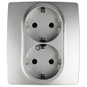 Розетка двойная с заземлением и со шторкой, без рамки Эра Эра 12 12-2104-03