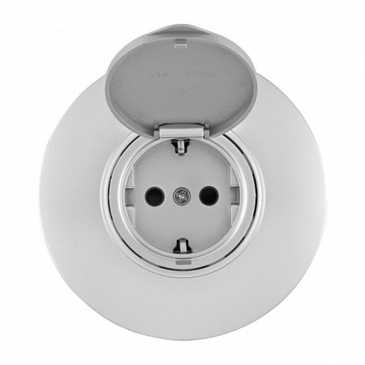 Розетка с заземлением и шторкой, с крышкой Arte Milano SET08-1 SET08-1-41-1 silver