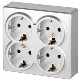 Розетка четверная с заземлением и со шторками Эра Эра Эксперт 11-2211-03