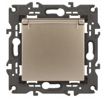 Розетка с заземлением и со шторкой, без рамки с крышкой Эра Эра Elegance 14-2103-04