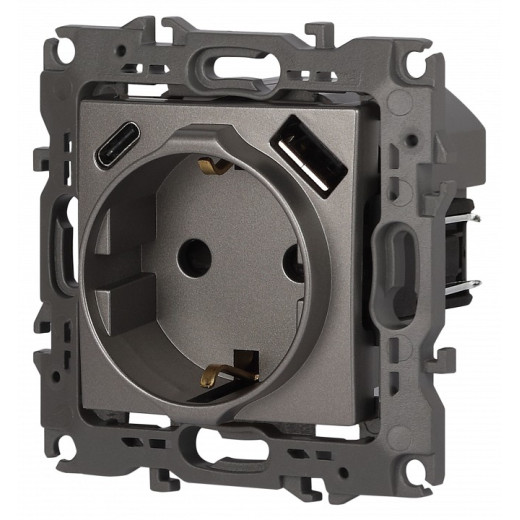 Розетка с заземлением и со шторкой и 2хUSB, без рамки Эра Эра 12 12-4108-16