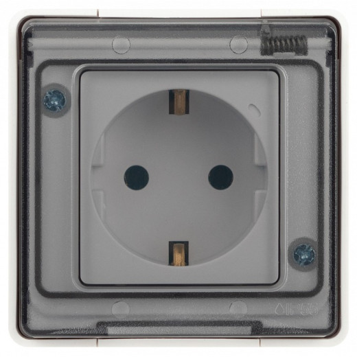 Розетка с заземлением с крышкой Эра Эра Эксперт 11-2501-01