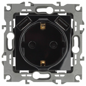 Розетка с заземлением и со шторкой и 2хUSB, без рамки Эра Эра 12 12-4109-06