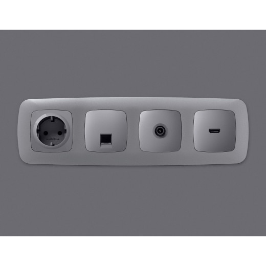 Розетка Ethernet RJ-45 и со шторками, без рамки Ambrella Volt OMEGA MO512005