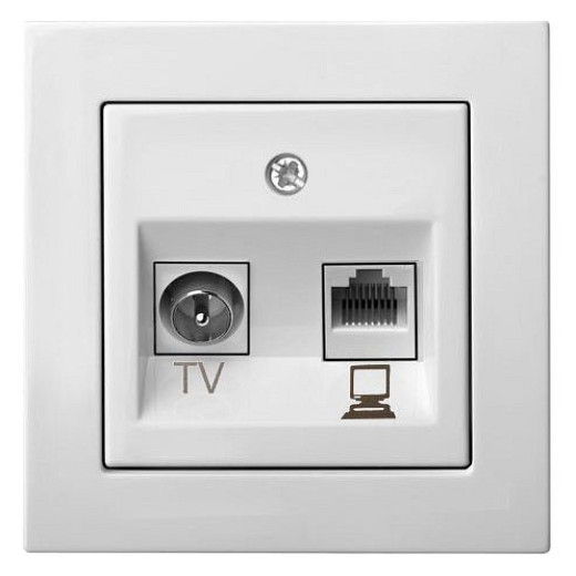 ТВ-розетка и розетка Ethernet RJ-45 без рамки LIREGUS EPSILON 28-023