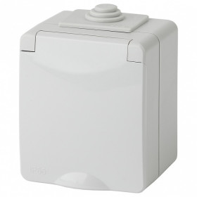 Розетка с заземлением и со шторкой, с крышкой Эра Эра Эксперт 11-2602-03