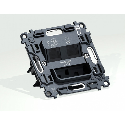 Механизм розетки телефонной RJ-11 со шторкам Ambrella Volt QUANT VM189