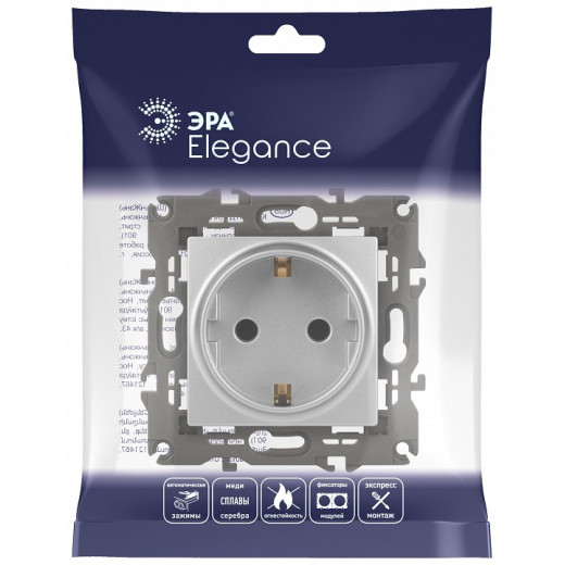 Розетка с заземлением и со шторкой, без рамки Эра Эра Elegance 14-2102-03