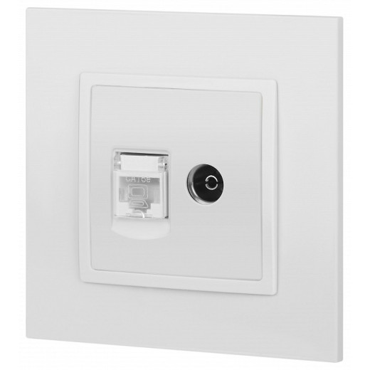 ТВ-розетка и розетка Ethernet RJ-45 без рамки Эра Эра Elegance 14-3110-01М
