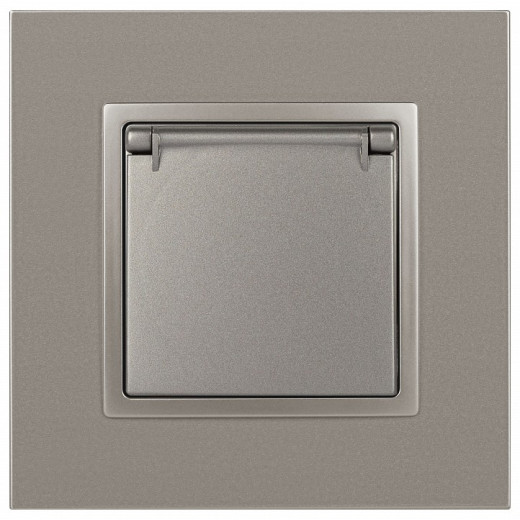 Розетка с заземлением и со шторкой, без рамки с крышкой Эра Эра Elegance 14-2103-16