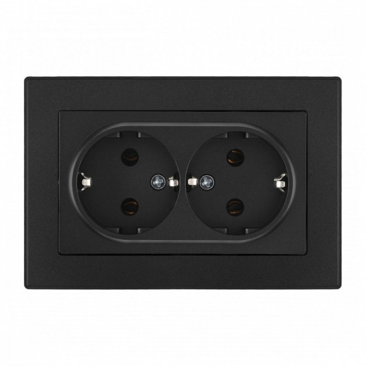 Розетка двойная с заземлением и со шторкой Arte Milano SET06-2 SET06-double-40-2 black