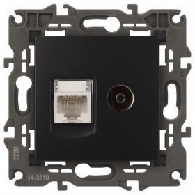 ТВ-розетка и розетка Ethernet RJ-45 без рамки Эра Эра Elegance 14-3110-05