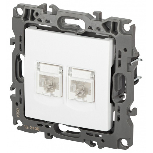 Розетка двойная Ethernet RJ-45 без рамки Эра Эра 12 12-3108-01М