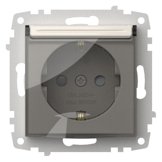 Розетка с заземлением и со шторкой, без рамки с крышкой Elbi Eleсtriс Zena Vega 609-010200-219