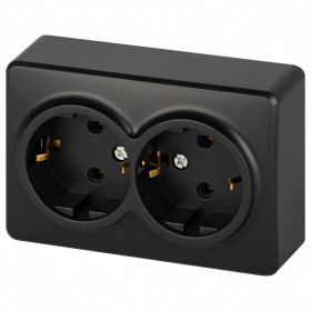 Розетка двойная с заземлением и со шторкой Эра Эра Эксперт 11-2205-05