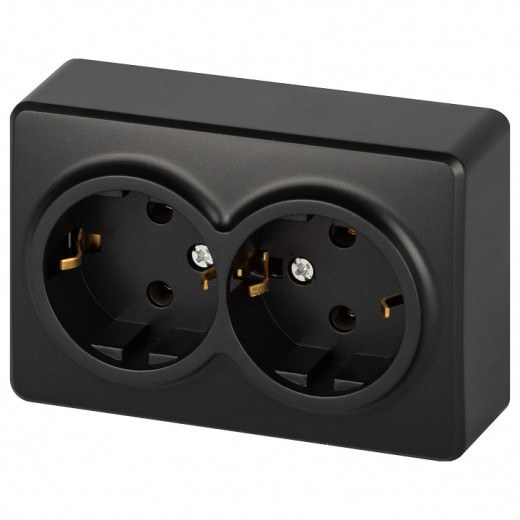 Розетка двойная с заземлением и со шторкой Эра Эра Эксперт 11-2205-05