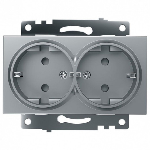 Розетка двойная с заземлением и со шторкой, без рамки Stekker Катрин 39584
