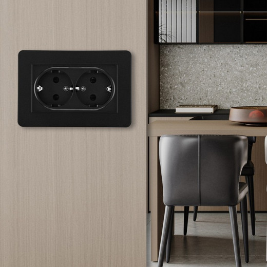 Розетка двойная с заземлением и со шторкой Arte Milano SET16-2 SET16-double-40-2 black