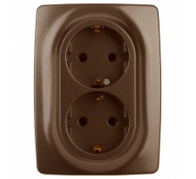 Розетка двойная с заземлением Эра Эра 12 12-2106-13