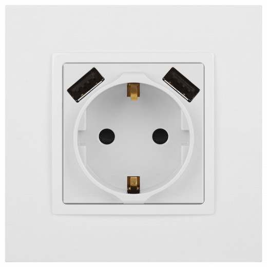 Розетка с заземлением и со шторкой и 2хUSB, без рамки Эра Эра Elegance 14-4109-01