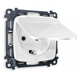 Розетка с заземлением и со шторкой, без рамки с крышкой Ambrella Volt MO MO108010