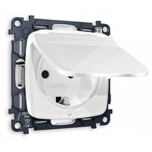 Розетка с заземлением и со шторкой, без рамки с крышкой Ambrella Volt MO MO108010