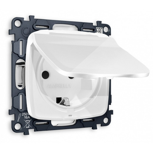 Розетка с заземлением и со шторкой, без рамки с крышкой Ambrella Volt MO MO108010
