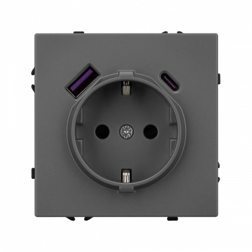 Розетка с заземлением и 2хUSB type A, без рамки Arlight SCT 054287