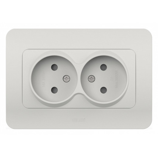 Розетка двойная без заземления и со шторкой Elbi Eleсtriс Jazz 508-016200-918