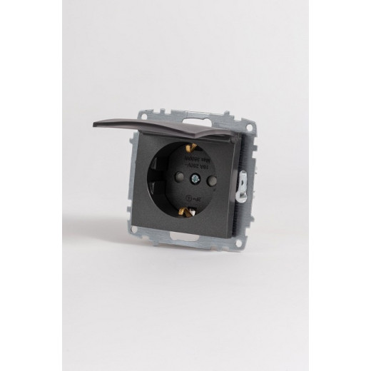 Розетка с заземлением и со шторкой, без рамки с крышкой Elbi Eleсtriс Zena Vega 609-011100-219