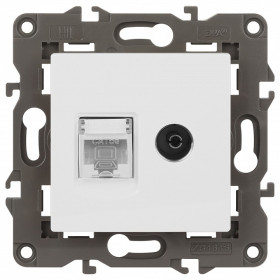 ТВ-розетка и розетка Ethernet RJ-45 без рамки Эра Эра Elegance 14-3110-01М