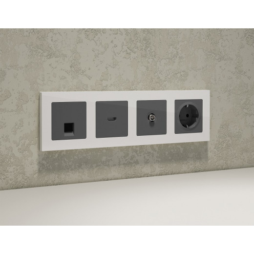 Розетка Ethernet RJ-45 и со шторками, без рамки Ambrella Volt ALFA MA662005