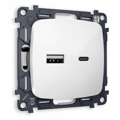 Розетка 2хUSB type A и C без рамки Ambrella Volt MO MO111010