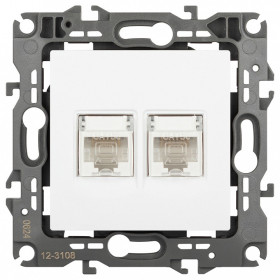 Розетка двойная Ethernet RJ-45 без рамки Эра Эра 12 12-3108-01М