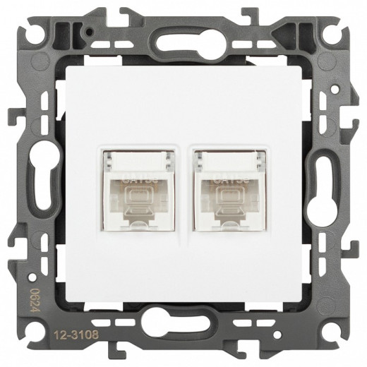 Розетка двойная Ethernet RJ-45 без рамки Эра Эра 12 12-3108-01М